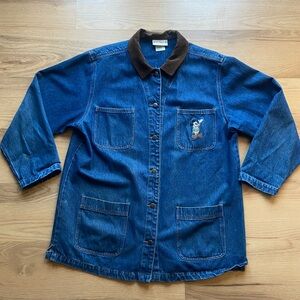 Disney Blue Denim Chore Jacket with Brown Collar